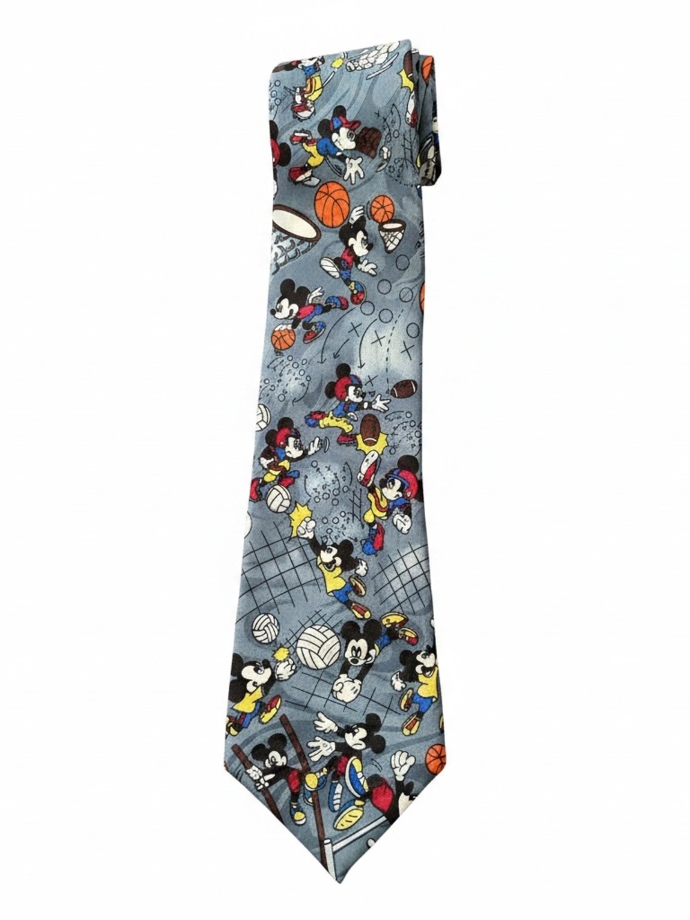 Disney Mickey Mouse Sports Tie Gray Novelty Tie Vacation Ready